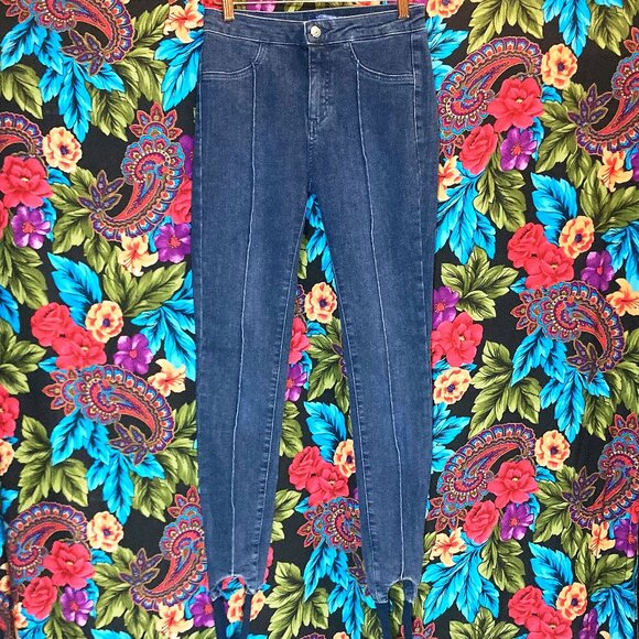 WOMEN'S BULL&BEAR DENIM SKINNY JEANS WITH BOOTSTRAPS WOMENS SIZE 8 (EUR 36) - Picture 1 of 5